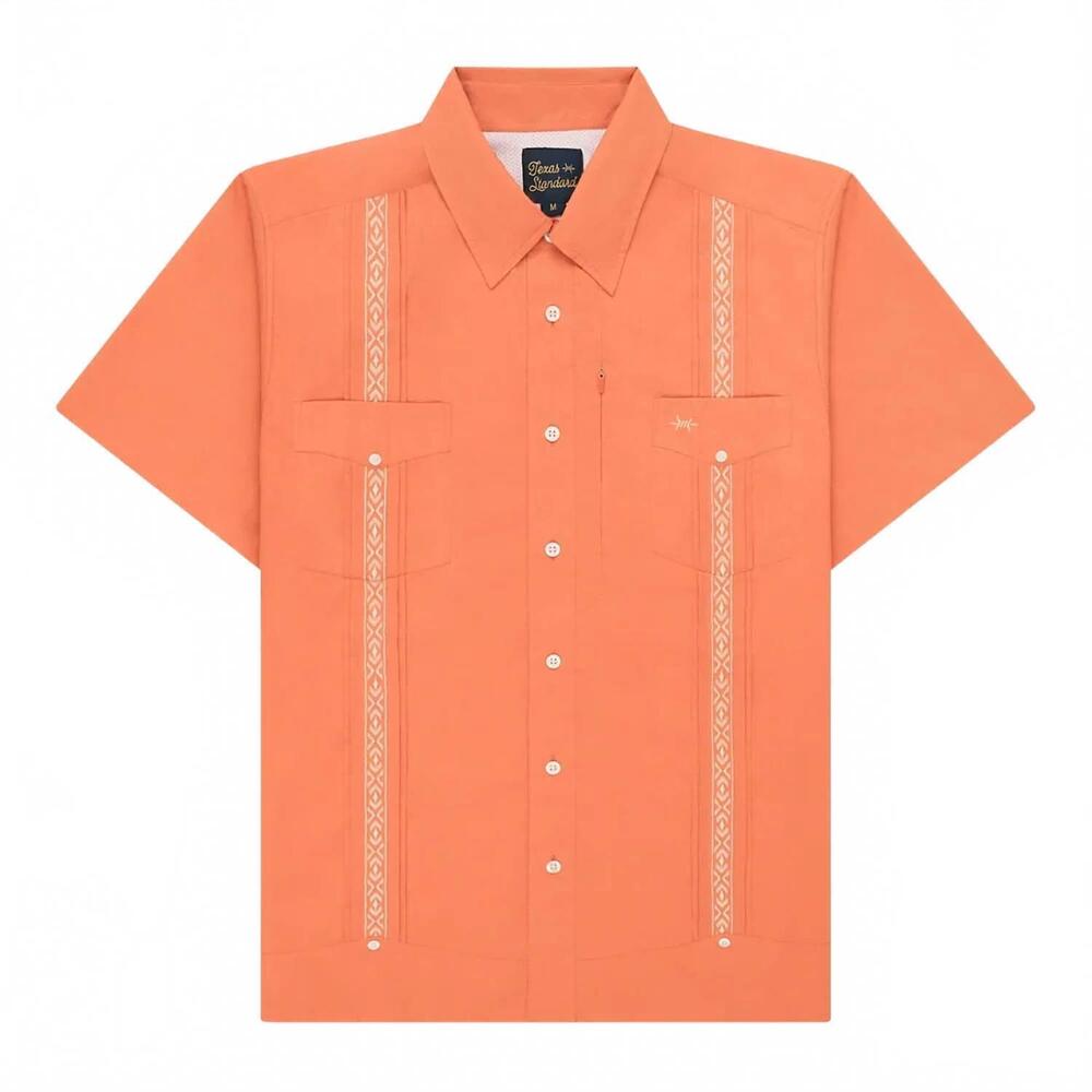 NEW TEXAS STANDARD men's guayabera libre shirt in lagonsta red